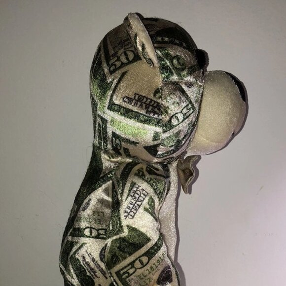 Nanco American Dollar Bear Plush USA Money Velvet Stuffed Toy 2007 Six flags - Picture 6 of 6